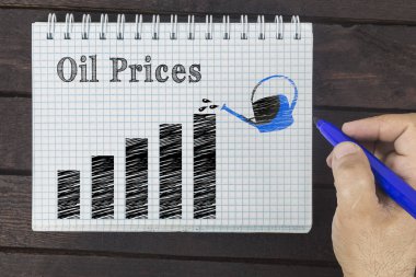 Not etmek üstünde marker ile çizilmiş kavramı artan petrol fiyatları.