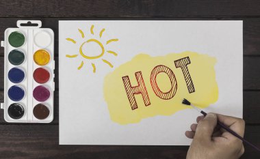 Yaz sıcak kavramı. Sanatçının el fırça boyama.