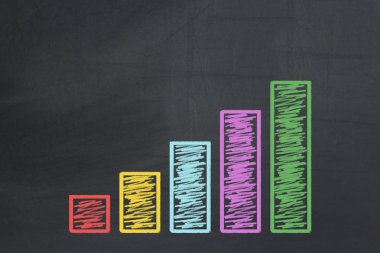 renkli iş grafik kara tahta üzerinde