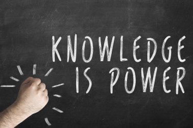 yumruk ve yazıt bilgi kara tahta üzerinde güçtür.