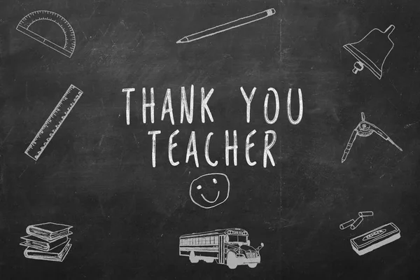 धन्यवाद शिक्षक एक चाकबोर्ड पर हाथ से लिखा — स्टॉक फ़ोटो, इमेज