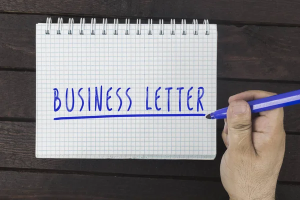 Hand writing on notepad: business letter — Stock Photo, Image