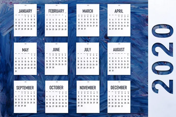 Kalender 2020 auf trendigem, klassisch blauem Hintergrund — Stockfoto