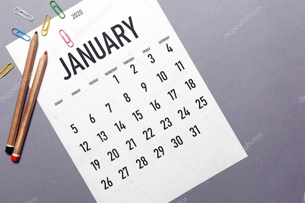 January 2020 simple calendar