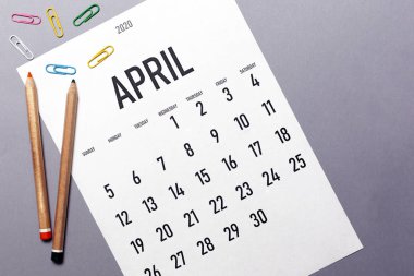 April 2020 simple calendar clipart