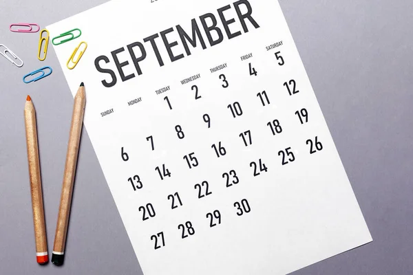 September 2020 simple calendar — 图库照片