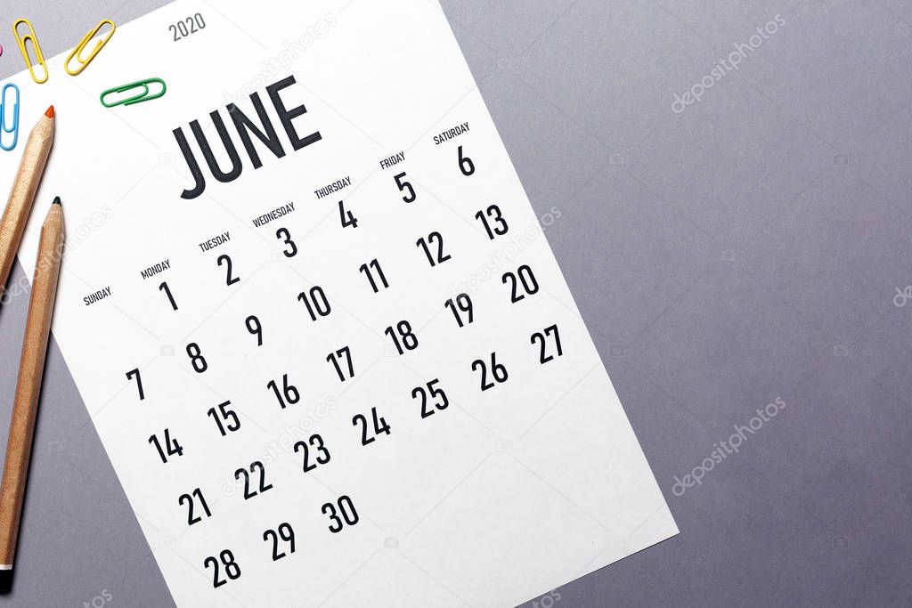 June 2020 simple calendar