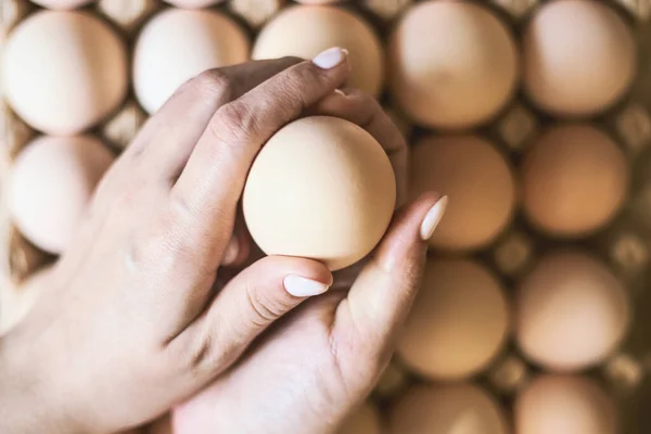 Ovos Cartão Vista Superior Ovos Frescos Quinta Produção Ovos Orgânicos — Fotografia de Stock