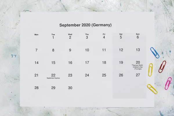Monatskalender Setembro 2020 Tradução Monthly September 2020 Calendar Livro Setembro — Fotografia de Stock