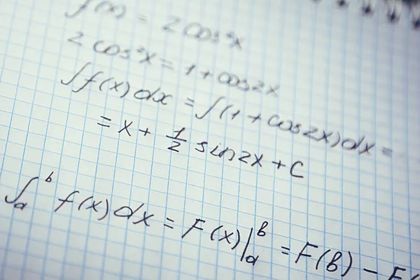 Heimschule Mathematik Konzept Notizblock Mit Mathematischen Formeln Studium Der Mathematik — Stockfoto