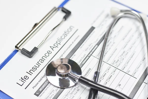 Livsförsäkringsbranschen Individuell Sjukförsäkring Och Stetoskop — Stockfoto
