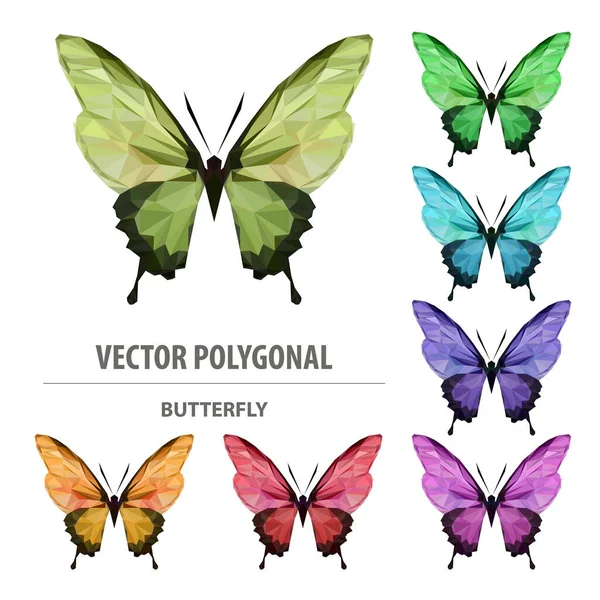 Vecteur Papillon Polygonal Illustration Basse Poly Triangle Image Couleur — Image vectorielle