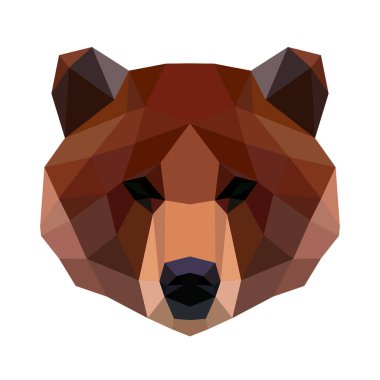 Beyaz üzerinde izole edilmiş çokgen ayı vektörü. 