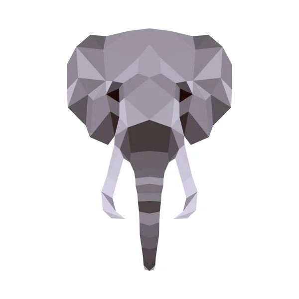 Vector Polygonal Elephant Isolated White — Stock Vector