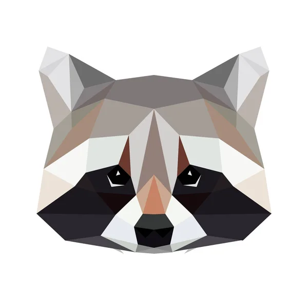 Vector Polygonal Raccoon Isolated White — Stock Vector