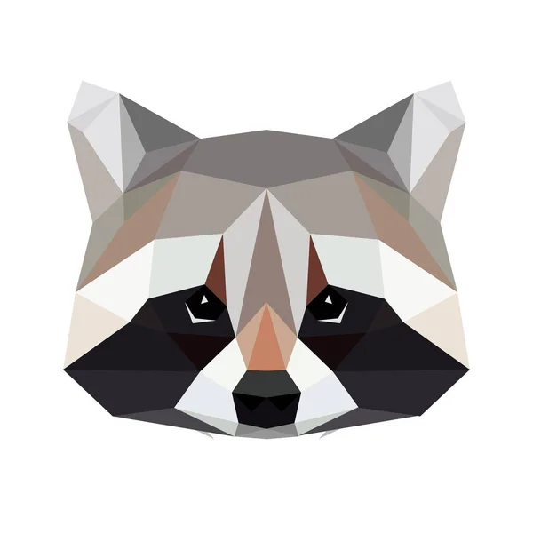 Mapache Poligonal Vectorial Aislado Blanco — Vector de stock