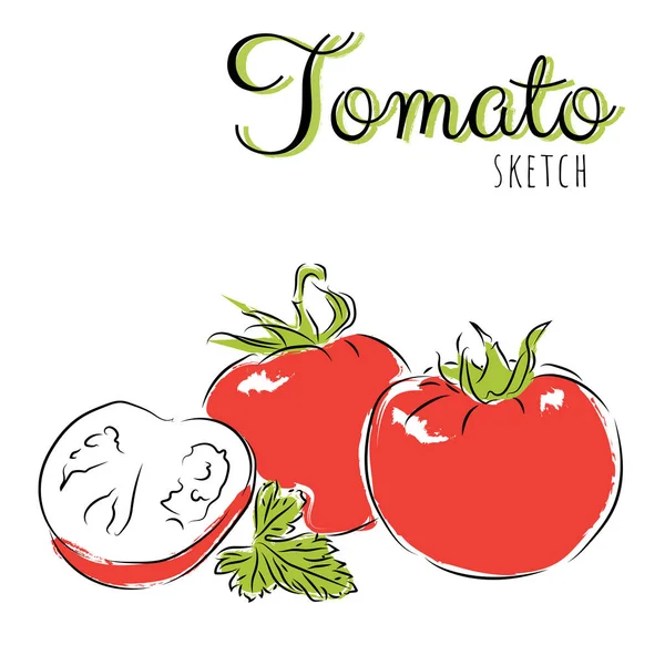 Composizione Disegnata Mano Con Pomodori — Vettoriale Stock