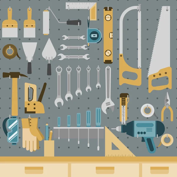 Outils sur panneau de cheville — Image vectorielle