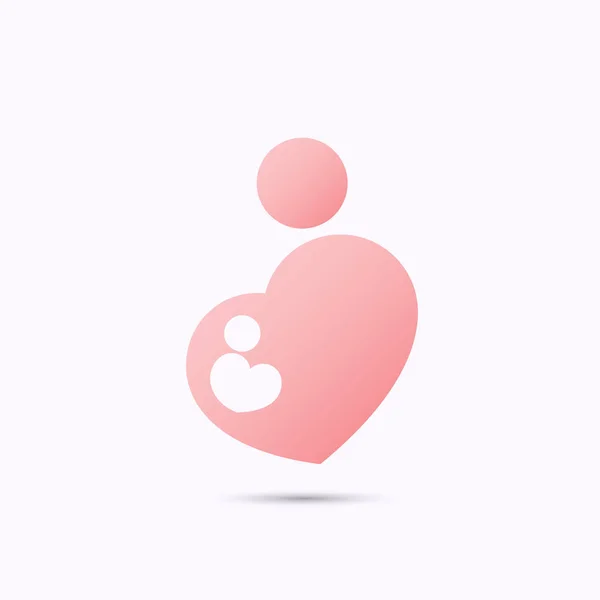 Pregnant mother and baby heart shaped symbol — Stock Vector