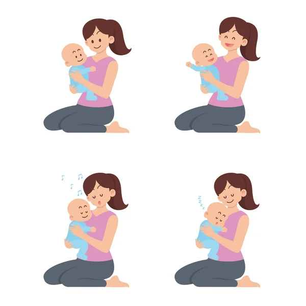 Mère tenant ensemble bébé heureux Graphismes Vectoriels