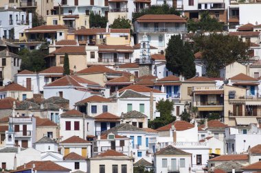 Skopelos Town, Sporades Adaları çatılar