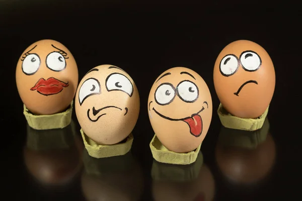 Four fanny egg faces waiting to be cooked