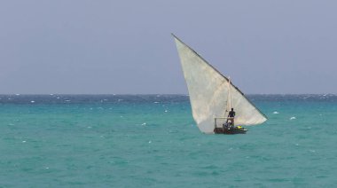 Fisherman in dhow african sailing boat