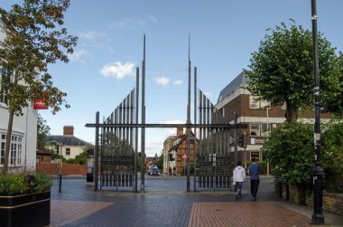Basingstoke, UK - September 1, 2019: Triumphal Gateway at the start of London Street in Basingstoke town centre.  clipart