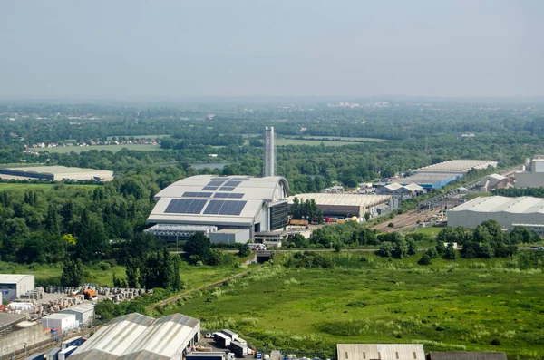 Pohled Letadla Colnbrook Incinerator Berkshire Rozšíření Letiště Heathrow Mohlo Znamenat — Stock fotografie