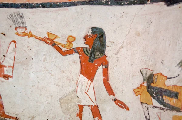 Давньоєгипетські Розписи Зображували Священика Який Носив Ладан Над Мумією Давньоєгипетська — стокове фото