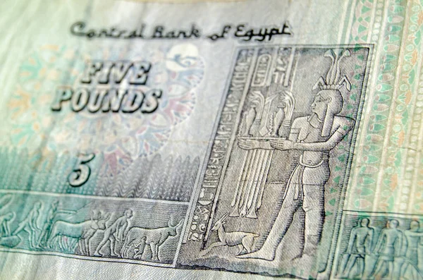 이집트에서 가져온 파운드 나일강의 풍요를 상징하는 이집트의 신하피입니다 지폐를 사용하여 — 스톡 사진