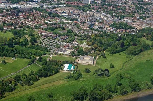 Letecký Pohled Historický Syon House Park Brentfordu Západní Londýn Slunečného — Stock fotografie