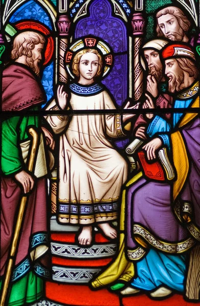 Young Saint Depicted Victorian Stained Glass Window — Stock Photo, Image