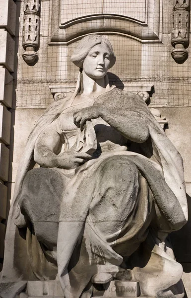 Figura Alegórica Representando Navegação Fora Almirantado Arch Entre Mall Trafalgar — Fotografia de Stock