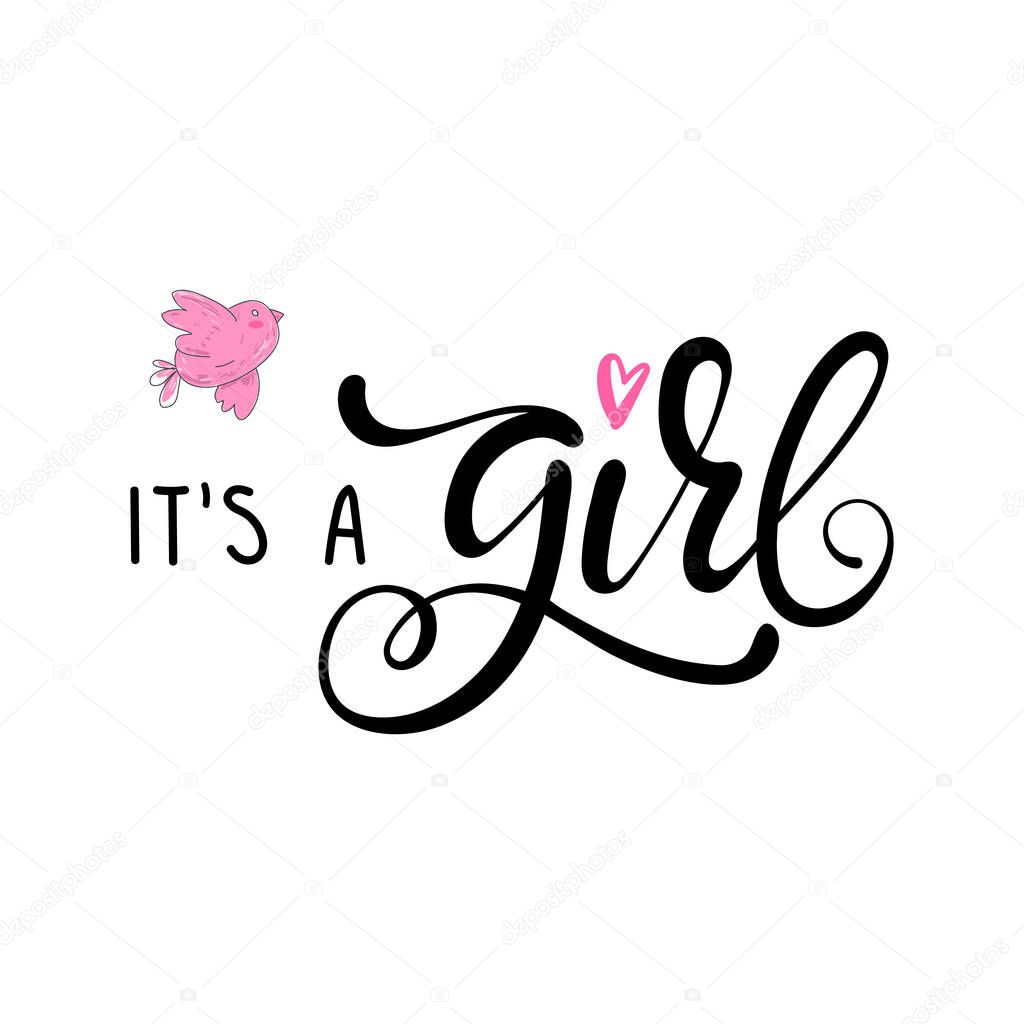 Its a girl lettering baby shower invitation