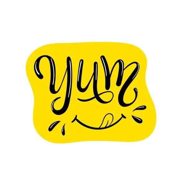 Yum. Yummy word. Vector lettering. Printable graphic tee. — Stock Vector