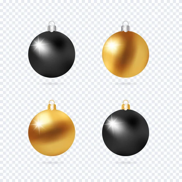 Ρεαλιστική 3d μαύρο και χρυσό Χριστούγεννα μπάλα Fir παιχνίδια αστέρι σχήμα g — Διανυσματικό Αρχείο