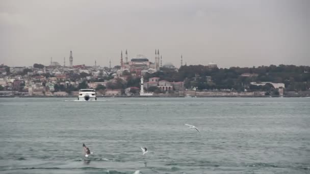 Mosquée Sainte Sophie et Sultanahmet avec l'apparition de la mer, novembre 2016, Turquie — Video