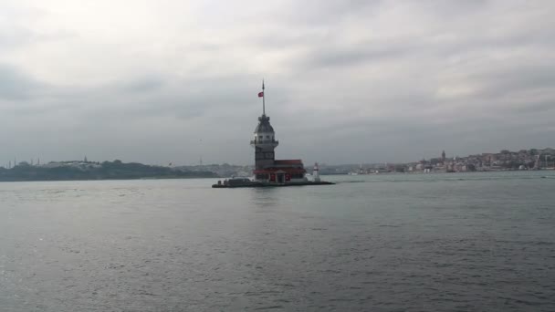 Κωνσταντινούπολη πόλη Maiden tower, θέα θάλασσα, Τουρκία — Αρχείο Βίντεο