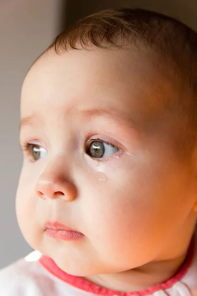 Sad face baby. A tear on the face — Stock Photo, Image