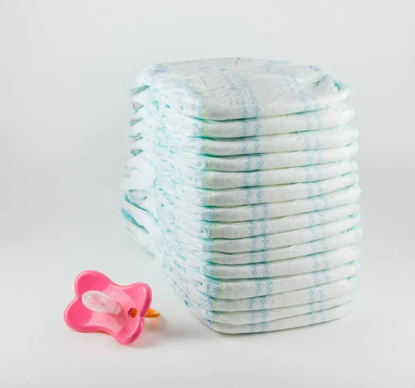Baby diapers on a white background — Stock Photo, Image