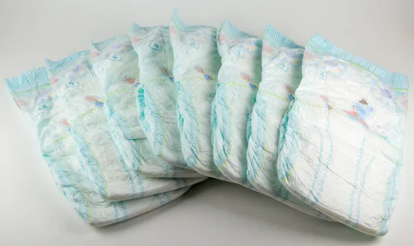 Baby diapers on a white background — Stock Photo, Image