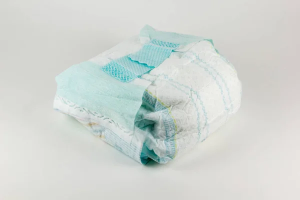 Full baby diaper on a white background — Stock Photo, Image