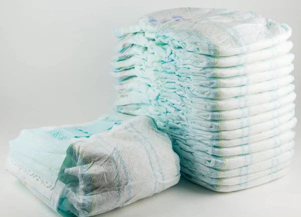 Baby diapers on a white background — Stock Photo, Image