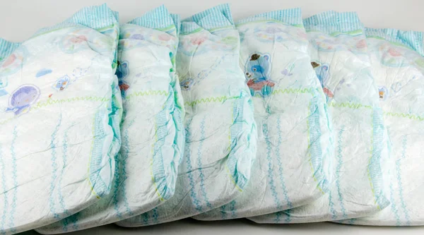 Baby diapers on a white background — Stock Photo, Image