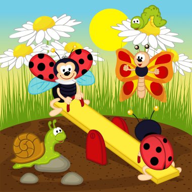 salıncakta sallanan ladybugs 