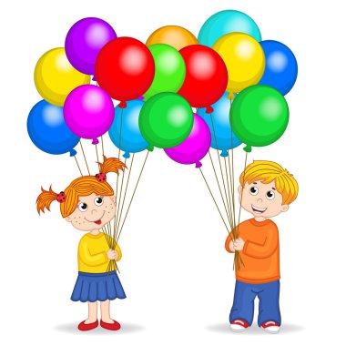erkek ve kız balonlar holding
