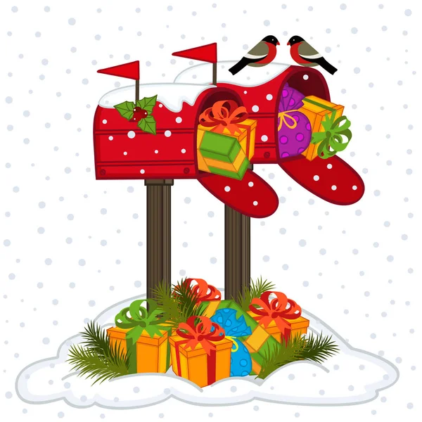 Caixa de correio com presentes de Natal —  Vetores de Stock