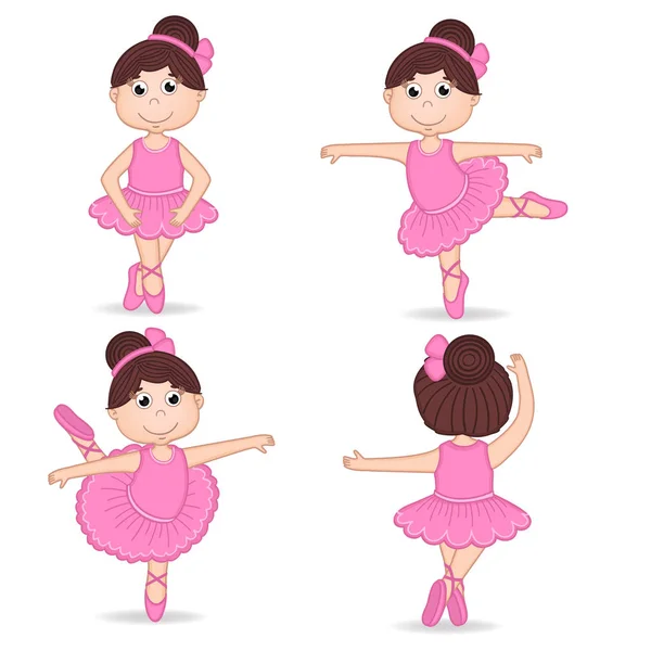 Reihe von isolierten Mädchen Ballerina — Stockvektor