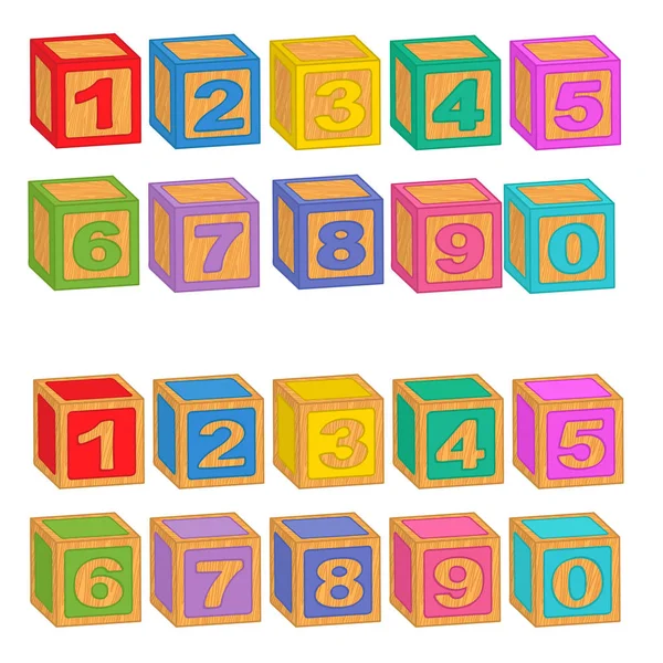 Dřevěné barevné kostky čísla — Stockový vektor
